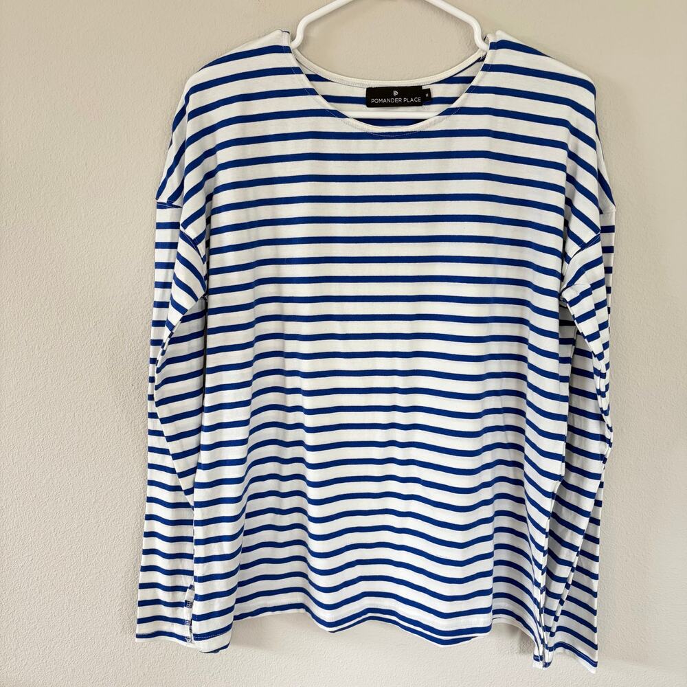 Pomander Place Hayden Blue Stripe Long Sleeve Tee (M) Tuckernuck - Picture 2 of 8